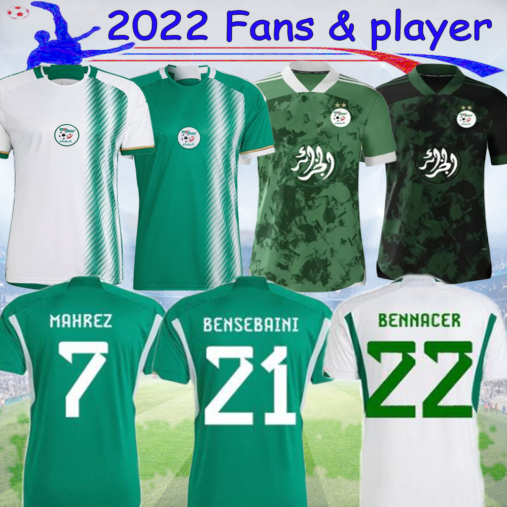 

22 23 Algeria Player Version MAHREZ soccer jerseys Fans maillot algerie 2022 ATAL FEGHOULI SLIMANI BRAHIMI Home away BENNACER kids Football kit, 2022 special edition fans