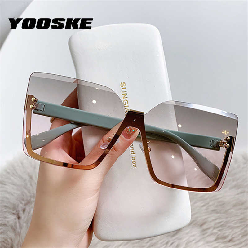 

Sunglasses YOOSKE 2022 Vintage Rimless Sunglasses Women Luxury Brand Gradient Green Pink Square Sun Glasses Ladies Shades Eyewear UV400 T220924