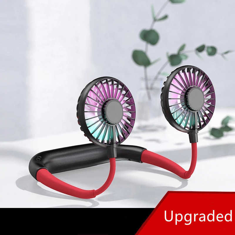 Electric Fans Upgrade Neck Fan Aromatherapy Lighting Neck Cooler Hand Free Neckband Fan Portable USB Rechargeable Dual Fan Mini Summer T220924-image-806531134