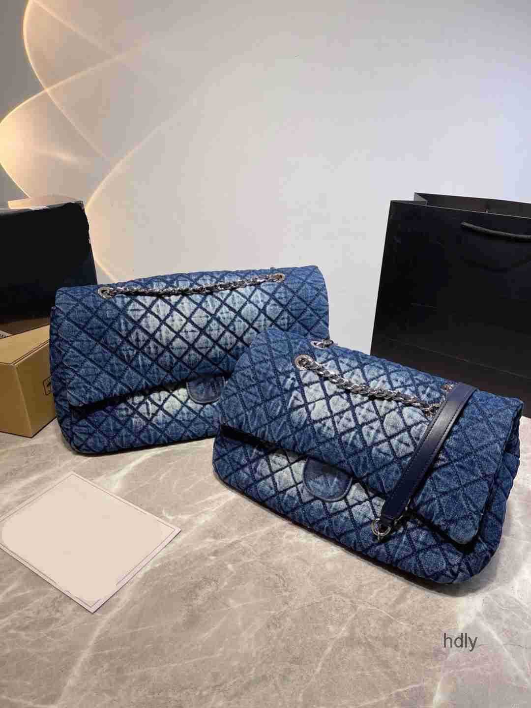 

Evening Bags Denim Tote Bag Large Capacity Shopping Handbag Women Vintage Shoulder Bagss Leather Luxury Designer Brand Crossbody Female Letter Purses, Blue