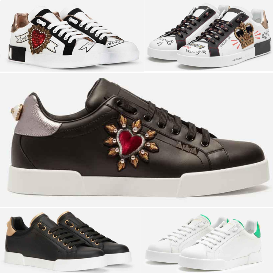 

Luxury Fashion Brands Portofino Sneakers Casual Shoes Men's Printed Nappa Calfskin Crown Embroidery Gold-plated Casual Walking Luxurious Trainers 38-46, 13