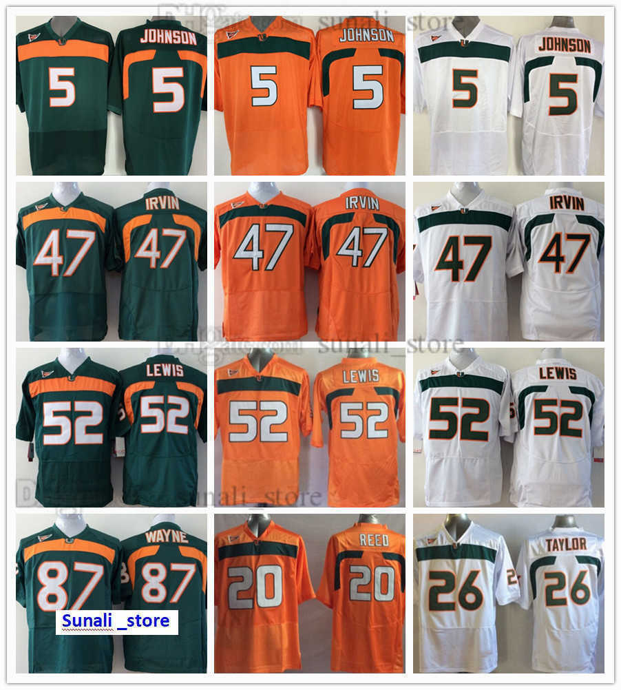 

Miami Hurricanes Man College 20 Ed Reed Jerseys 26 Sean Taylor 5 Andre Johnson 47 Michael Irvin 52 Ray Lewis 87 Reggie Wayne Football Man Women Kids Youth All Stitched, Green