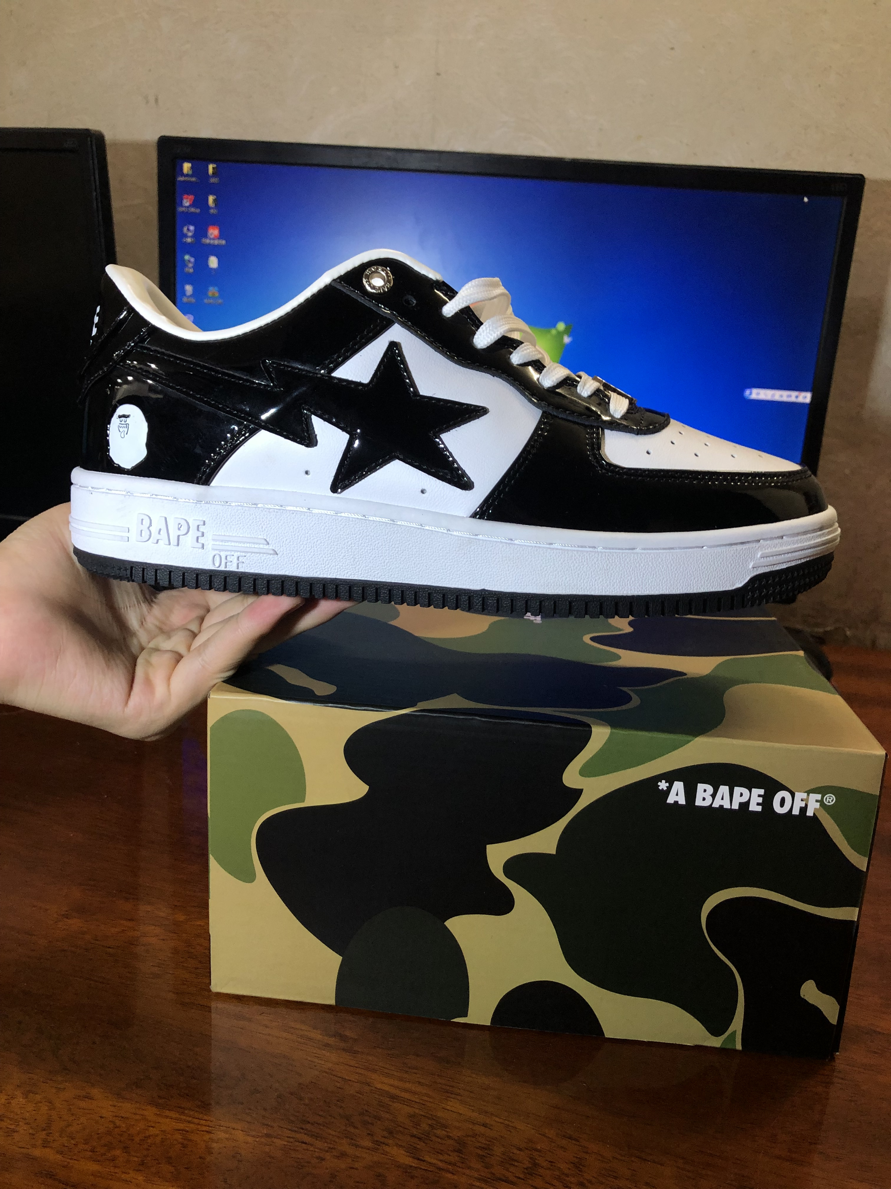 

neakers Skateboard Shoes Motorcycle Boots Black White Green Red Orange Camouflage Men 'S University Of California Bapestas Baped Sk8 Sta Thick-Soled, Box