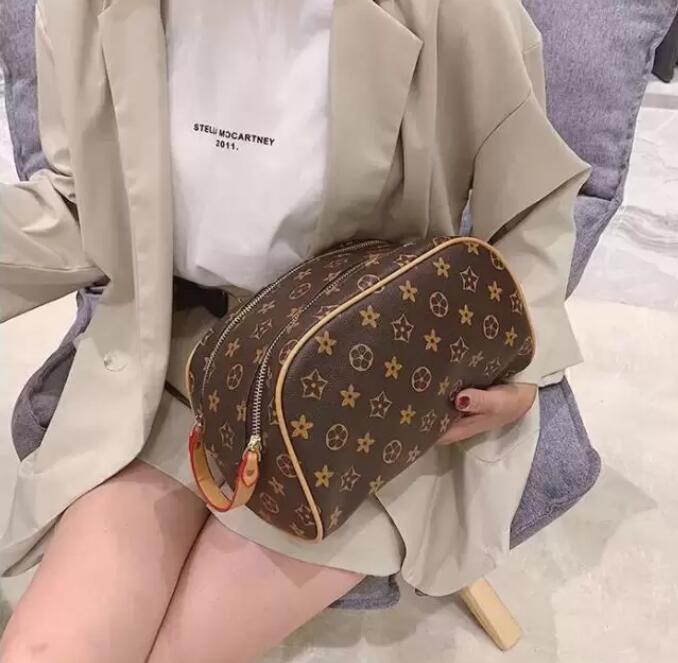 

Mens Toilet Bags Designer Cosmetic Case Large Capacity Waterproof Double Zipper Toiletry Bag womens beauty wash bag luxury makeup handbag, Brown flower