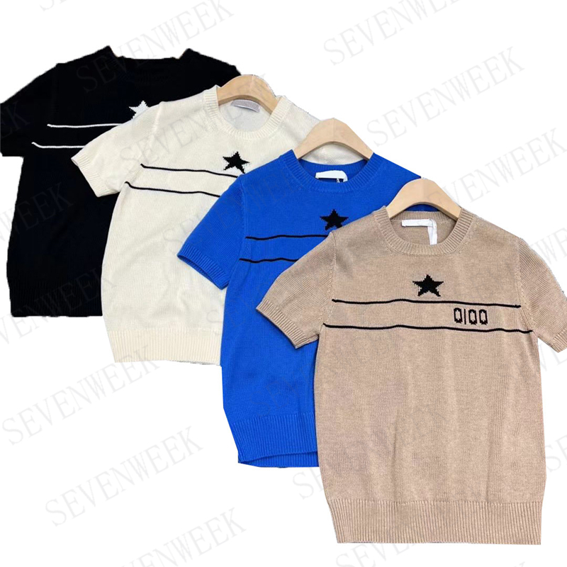 

Full Letter Womens T Shirts Pullover Tees Summer Knitted Breathable Tshirts Tops Luxury Sweaters For Lady, Green