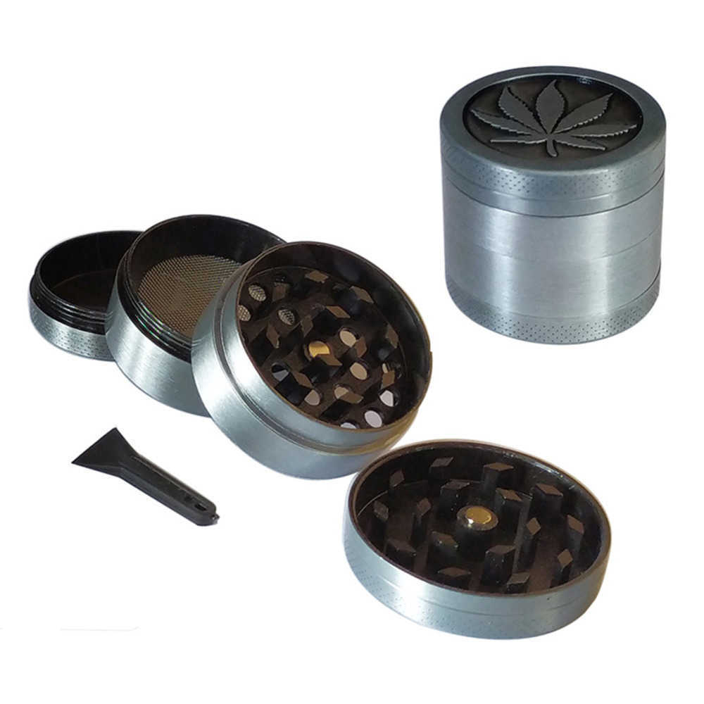 

Design Metal Herb Grinder smoking accessories 4 layers Tobacco herbal Grinders Magnetic with Pollen Catcher Scraper Sliver Color