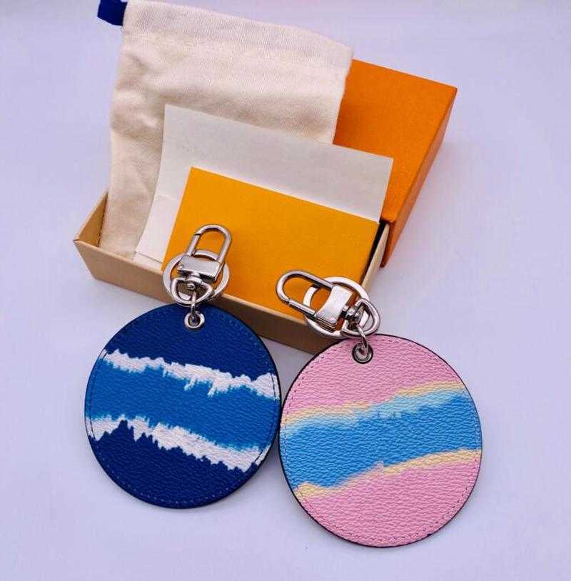 

Fashion Unisex Blue Pink Flower Key Chain Accessories Key Ring PU Leather Letter Pattern Car Keychain Jewelry Gifts