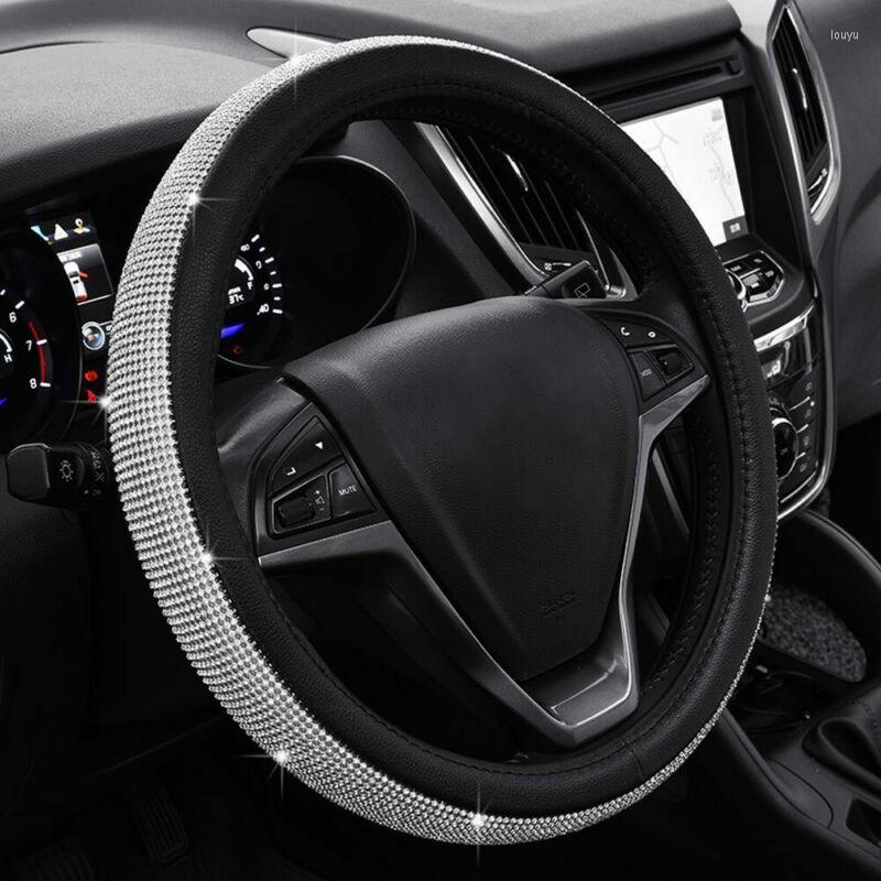 

Steering Wheel Covers 1PC Cover 38cm Anti-Scratch Bling Diamond PU Leather