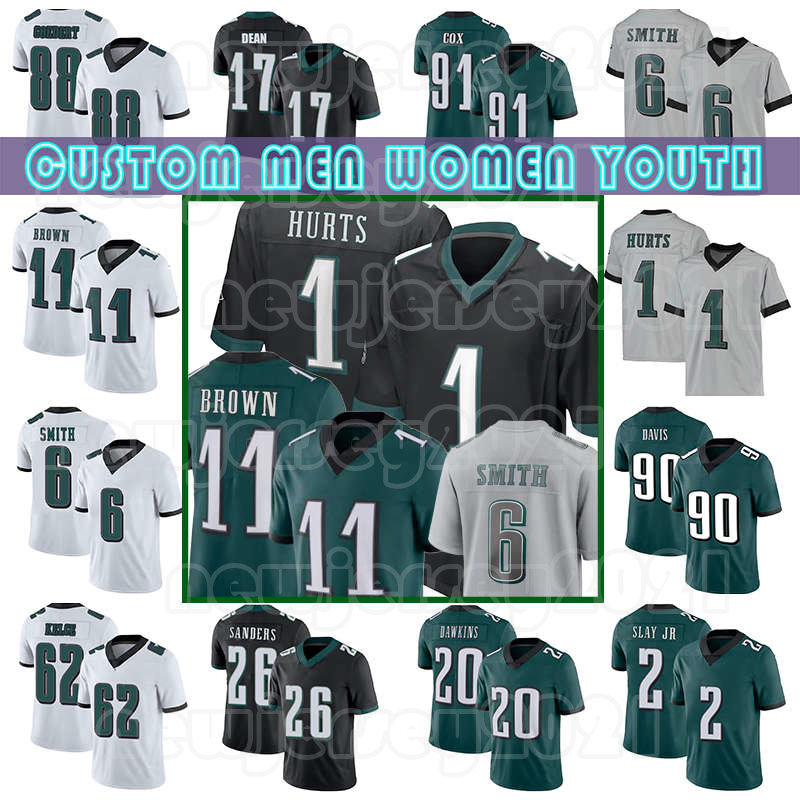 

11 A.J. Brown 1 Jalen Hurts 6 DeVonta Smith Football Jerseys Jason Kelce Darius Slay Jr Brandon Graham Gardner Minshew II Landon Dickerson 90 Davis Dean Mailata Goedert, Custom men (laoying)