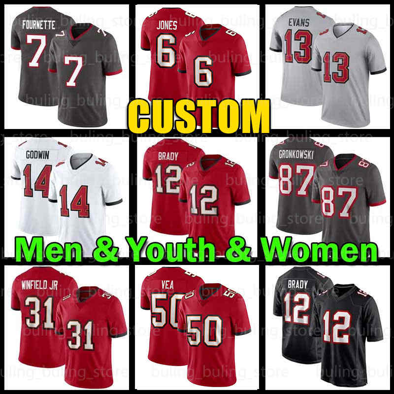 

12 Tom Brady Jersey Julio Jones Mike Alstott Evans Football Leonard Fournette Tristan Wirfs Tampas Bayes Antoine Winfield Jr Chris Godwin Buccaneeres Lavonte David, Men jersey(h d)+patch
