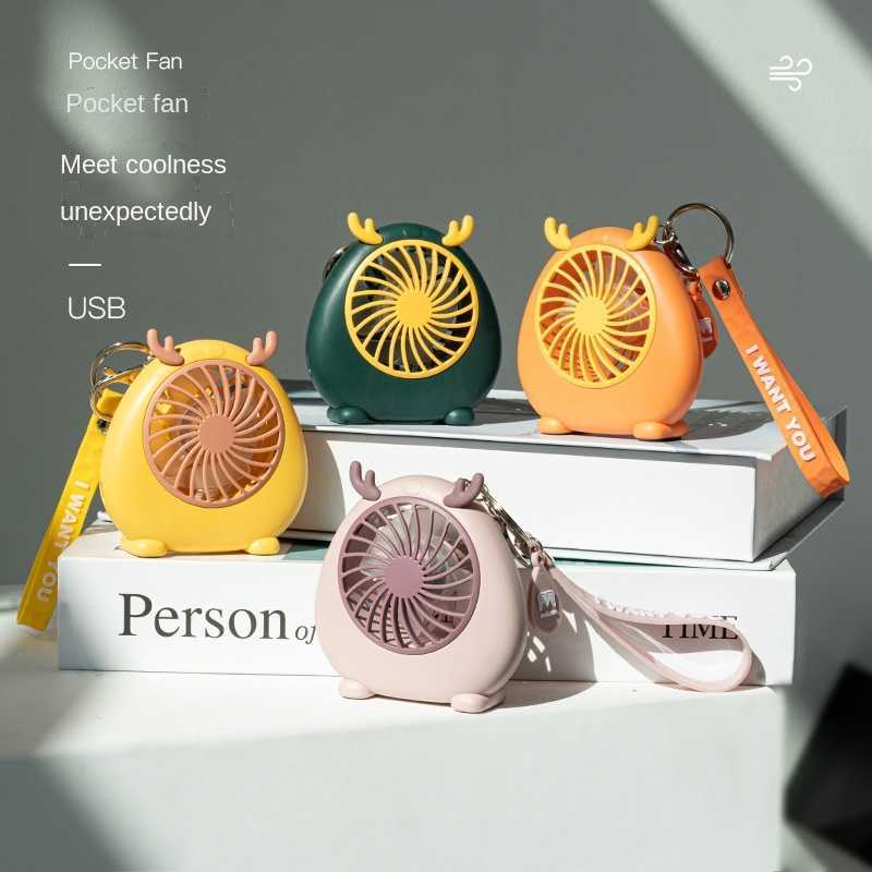 Electric Fans Mini Cute Cartoon Handheld Fan Key Chain USB Portable Charging Dynamic Mute Student Portable Small Fan T220924-image-806531313