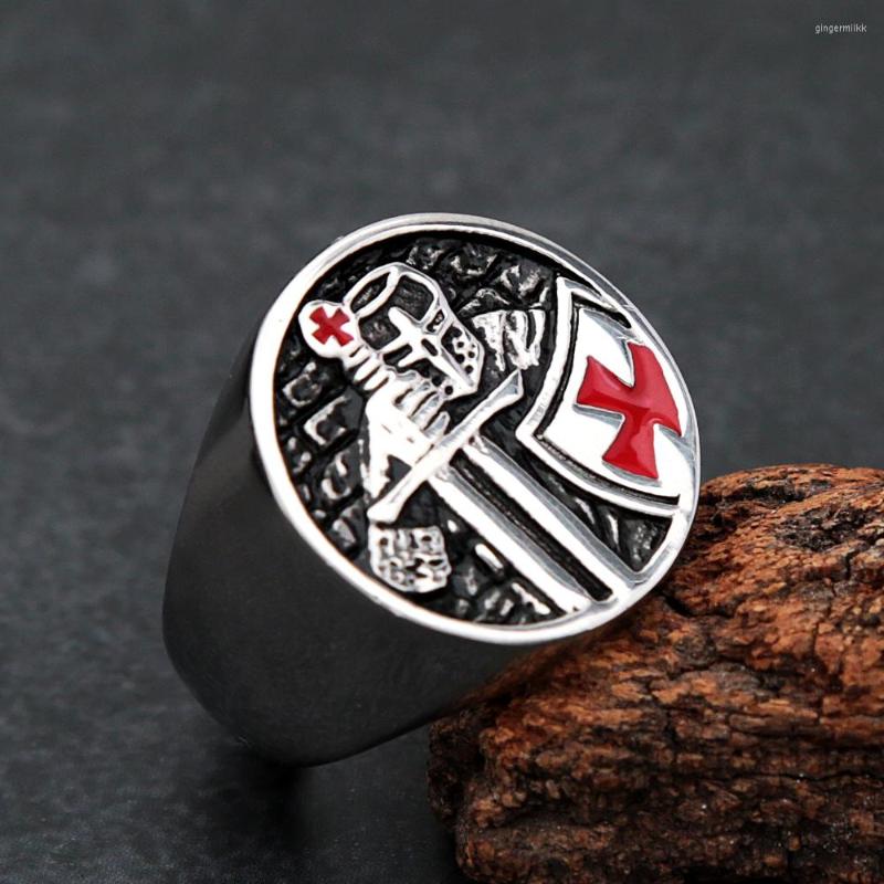 

Cluster Rings Classic Vintage Knights Templar For Men Punk Rock Biker Stainless Steel Knight Cross Ring Fashion Jewelry Gift Wholesale