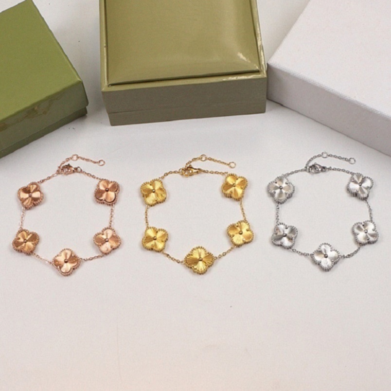 

Luxury Designer Link Chain Bracelet Four-leaf Clover Bracelets Womens Fashion 18K Gold Titanium Steel Bracelets Jewelry