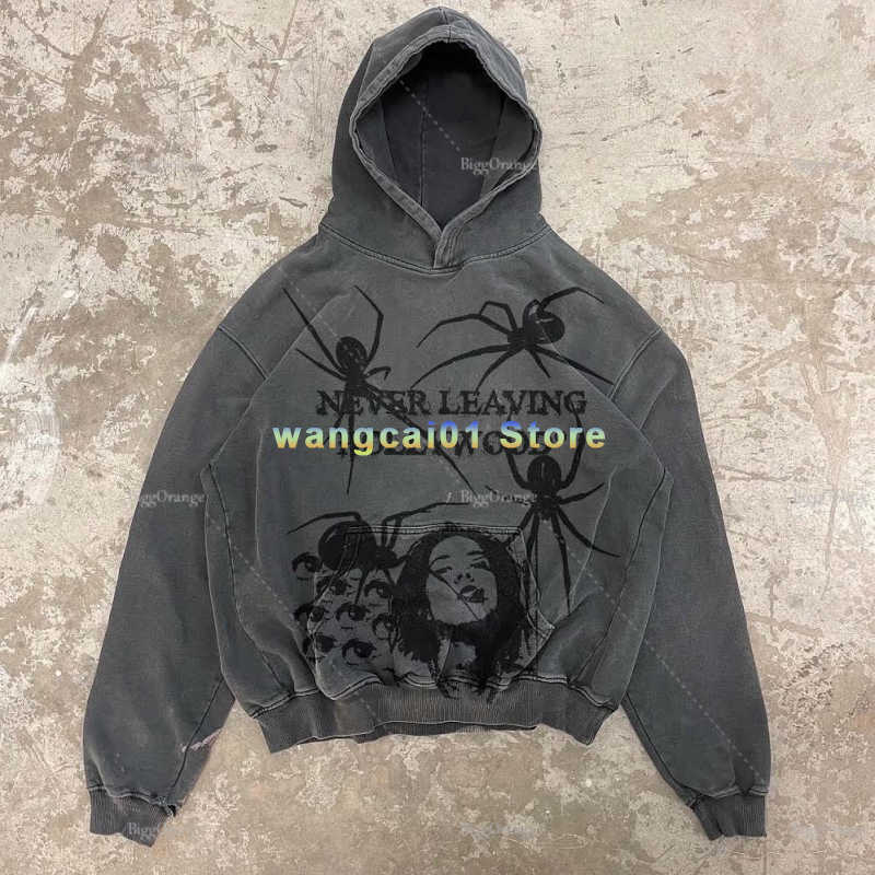

Men's Hoodies Sweatshirts Y2K Gothic Spider Print Oversize Zip Up Hoodies 2022 New Grunge Long Seve Sweatshirt Men Punk Harajuku Loose Coat Streetwear 0926H22, Packing bag
