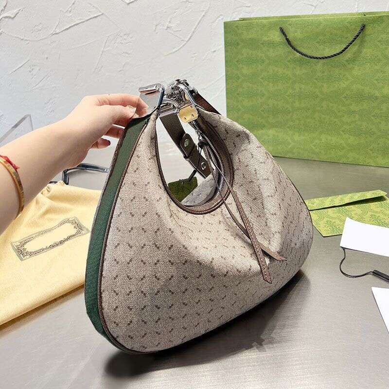 

Evening Bags Half Moon Canvas Handbag Shoulder Bag Crossbody Bags Classic Nylon Strap Hardware Parts Interior Zipper Pocket Printed letters