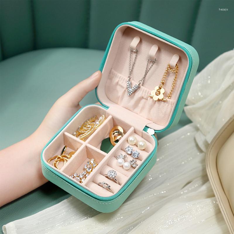 

Storage Boxes Portable Jewelry Organizer Display Travel Case Box Earring Holder Cosmetic Bag Makeup, Green