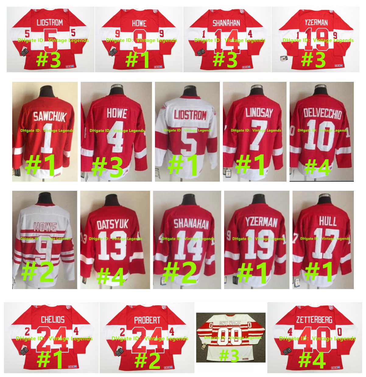 

Vintage CCM BOB PROBERT Red Wings Hockey Jersey Steve Yzerman DARREN McCARTY NICKLAS LIDSTROM BRENDAN SHANAHAN CHRIS CHELIOS GORDIE HOWE HENRIK ZETTERBERG FEDOROV, As pic