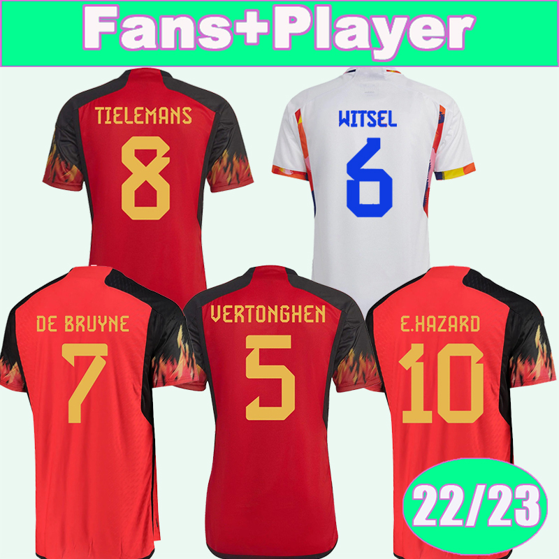 

22 23 Belgium DE BRUYNE Mens Soccer Jerseys E. HAZARD ALDERWEIRELD MERTENS WITSEL Player Version Home Away Football Shirts Adult Uniforms, Qm10171 22 23 home no patch