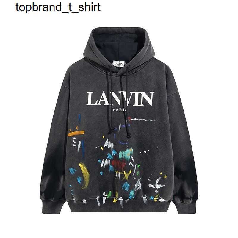 

new Men' Hoodies Sweatshirts lanvins splash graffiti print men' women' autumn and winter loose Hooded Hoodie, Gray thin 63080