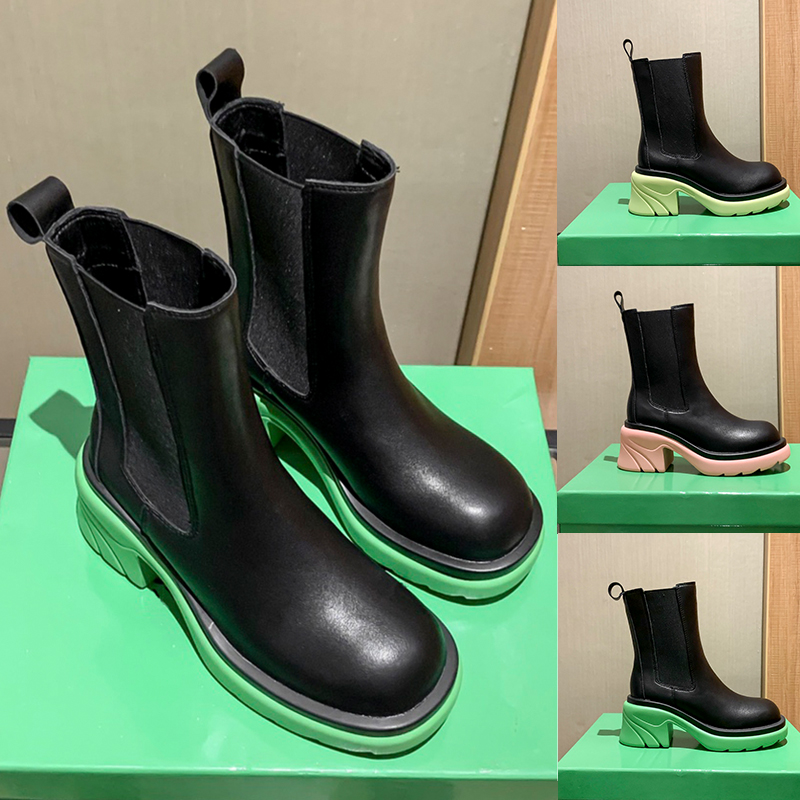

Designer Women Flash Boots Luxury Bottegas Leather Platform Chelsea Ankle Boot fashion womens shoes sneakers High chunky heel Black Grass kiwi Lady half booties, Shoes box