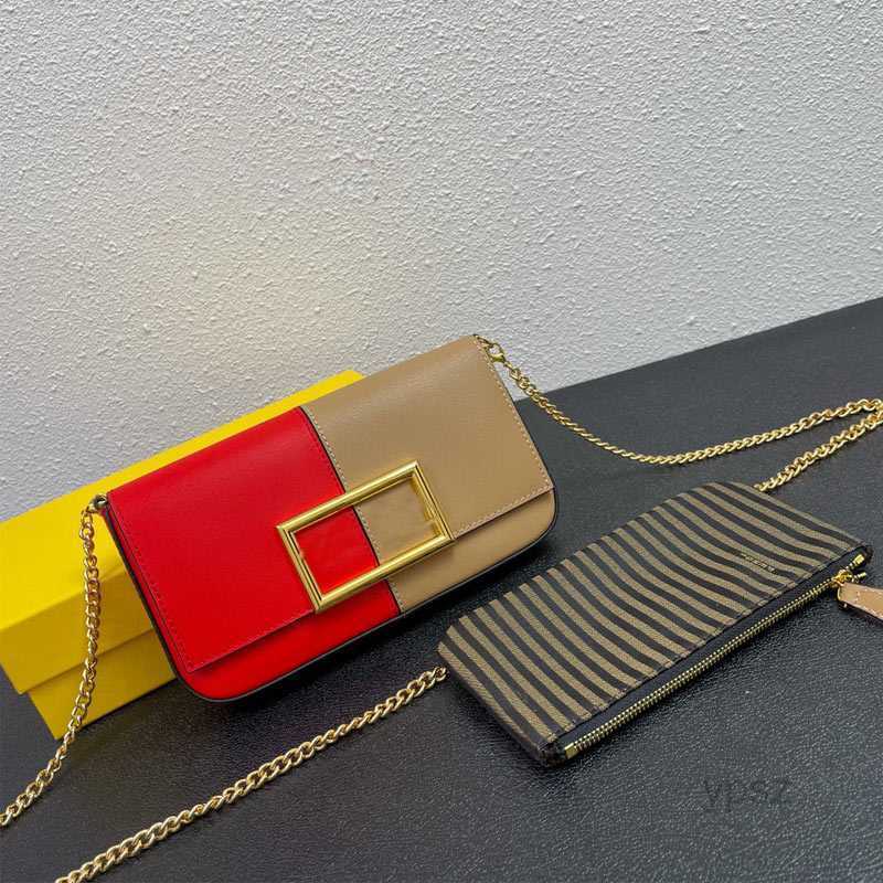 

Evening Bags Tow-tone Flap Bag Chains Small Square Crossbody Shoulder Bags Pouch Striped Lining Clutch Gold Chain Women Wallet Leather Ladi, Red