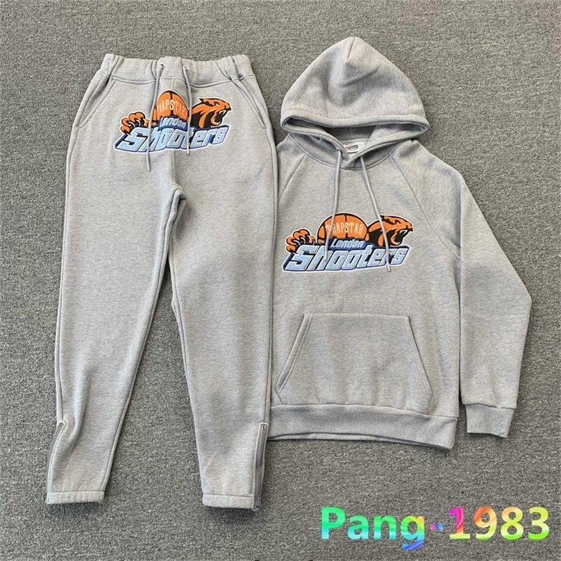 

Men's Tracksuits Autumn Winter Trapstar Hoodie Suit Men Women Towel Flocking Tiger Head Sweatshirts Plush Sports Pullover Coat Streetwear 220924, Silver