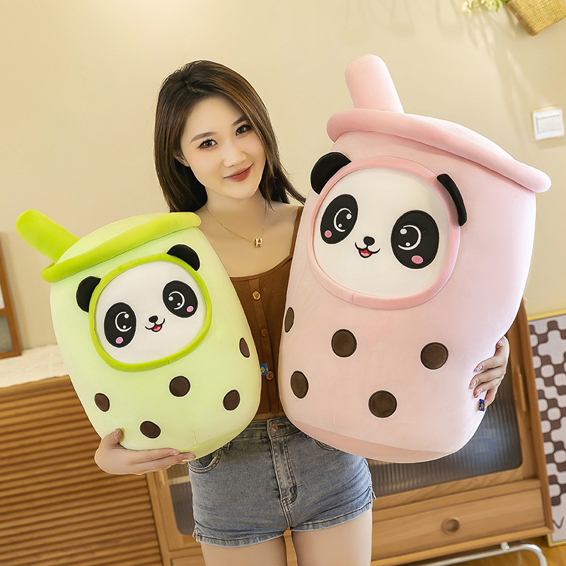 

Panda Cute Tea Cup Plushies Doll Soft Stuffed Animals Panda Pink Strawberry Taste Hold Pillow Ball Bubo Cushion Toys For Girls Birthday Christmas Gift, Yellow