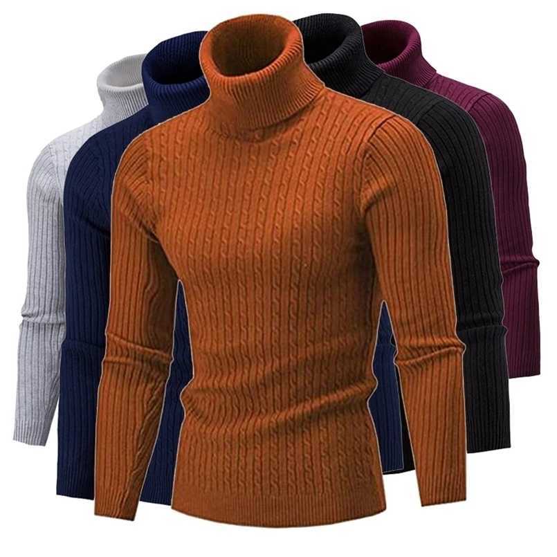 Pulls pour hommes Twist Knit Slim fit Col roulé Vintage Vêtements pour hommes 220923