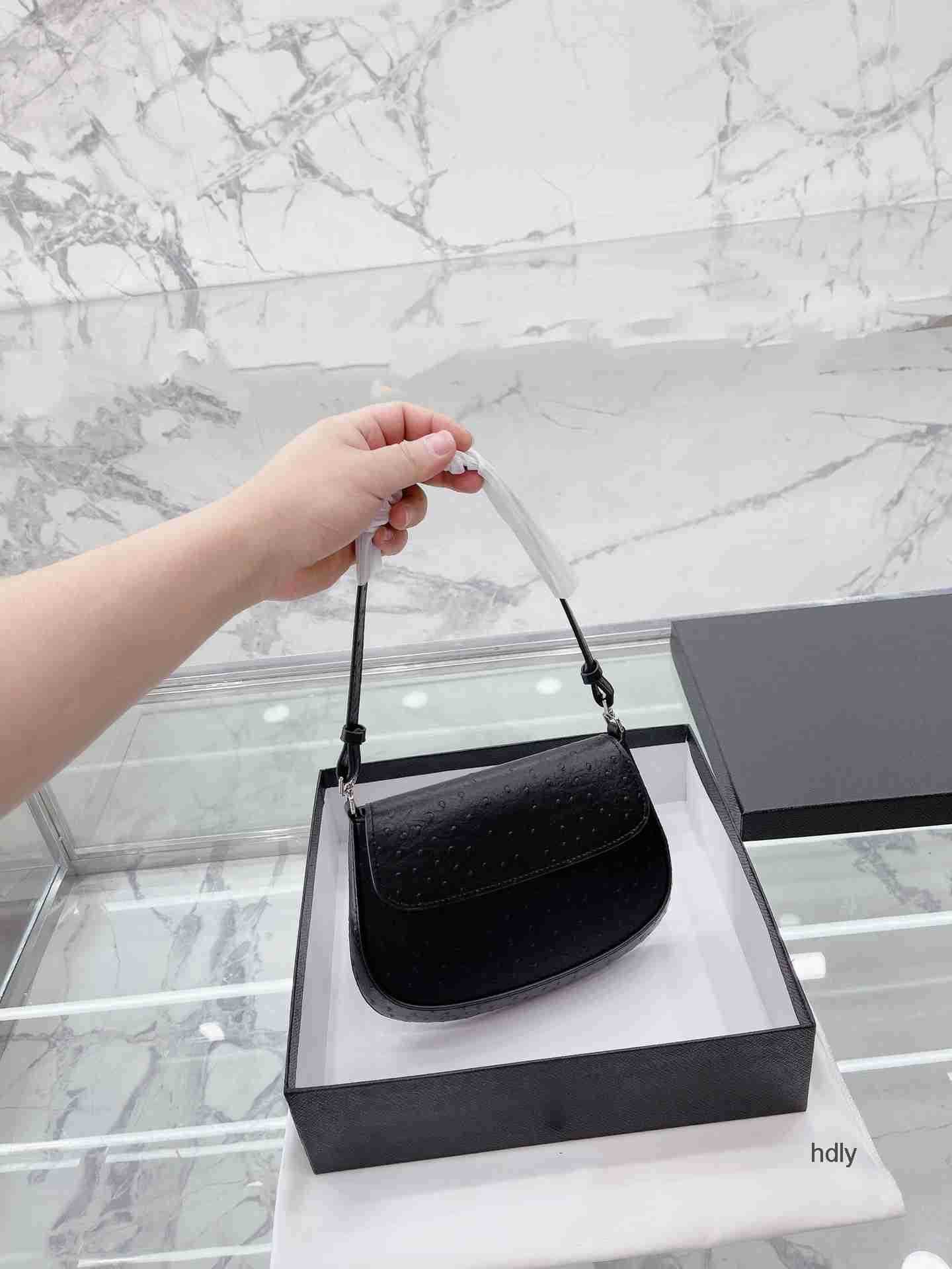 

Evening Bags New Ostrich Leather Armpit Bags Designer Bags Handbags Advanced Vintage Shoulder Messenger Fashionable, Pink