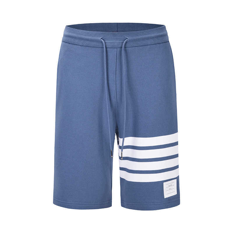 

New Thom Summer Fashion Brand Cotton Sky Blue 4-bar Stripes Shortpants Women's Pants Korean Designer Tb Shorts