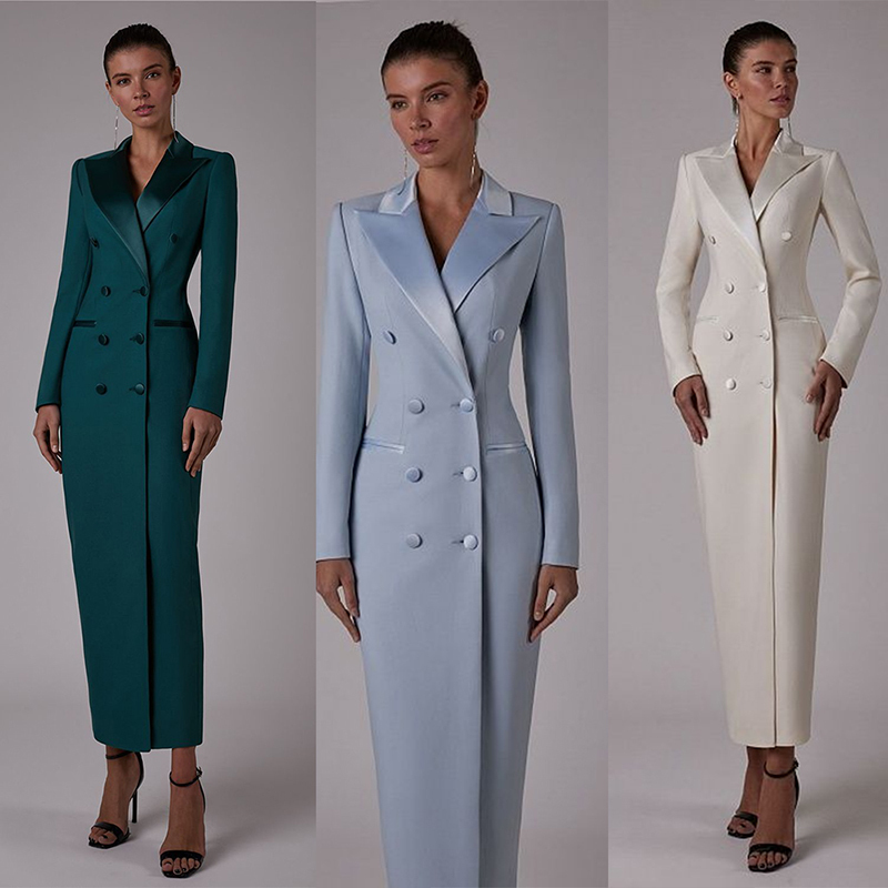 

Women's Suits Blazers Women's Suit Long Jacket Blazer Double Breasted Formal Tuxedo Party Dress 220924, Sky blue