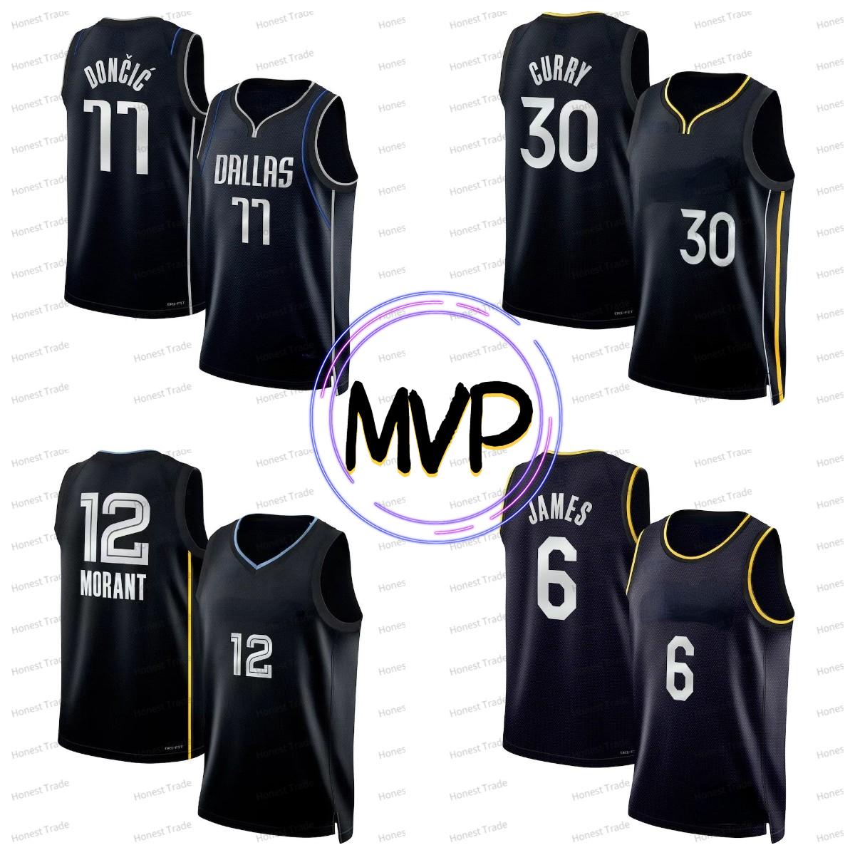 

basketball 22-23 Mens Basketball Jersey 77 Luka 30 Stephen Doncic Black 12 Ja Curry Morant New 75th MVP Jerseys In Stock, Men jersey