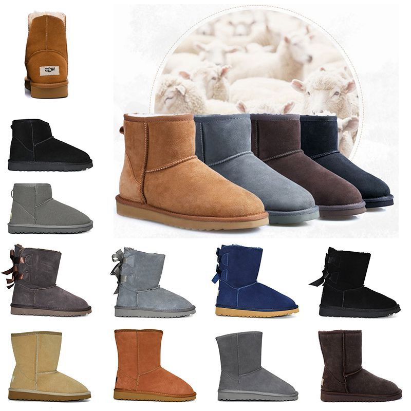 

Australia Australian Classic Warm Boots Womens Mini Half Snow Boot USA GS 585401 bailey bow Winter Full fur Fluffy furry Satin Ankle Bootss Booties slippers, 22