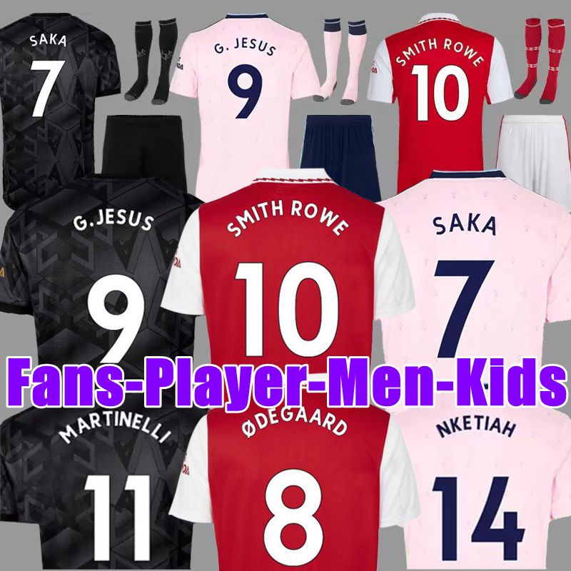 

22 23 soccer jersey SMITH ROWE SAKA G. JESUS Fans Player version Gunners MARTINELLI ODEGAARD TIERNEY THOMAS NKETIAH ARSen 2022 2023 football shirt Men Kids kit sets, 22/23 home player
