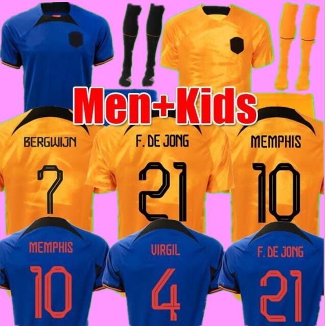 

MEMPHIS soccer jersey 2022 netherlandses world cup DE JONG DE LIGT WIJNALDUM BERGWIJN VAN DIJK BLIND PROMES KLAASSEN 22 24 football shirt men kids kit sets socks, Home