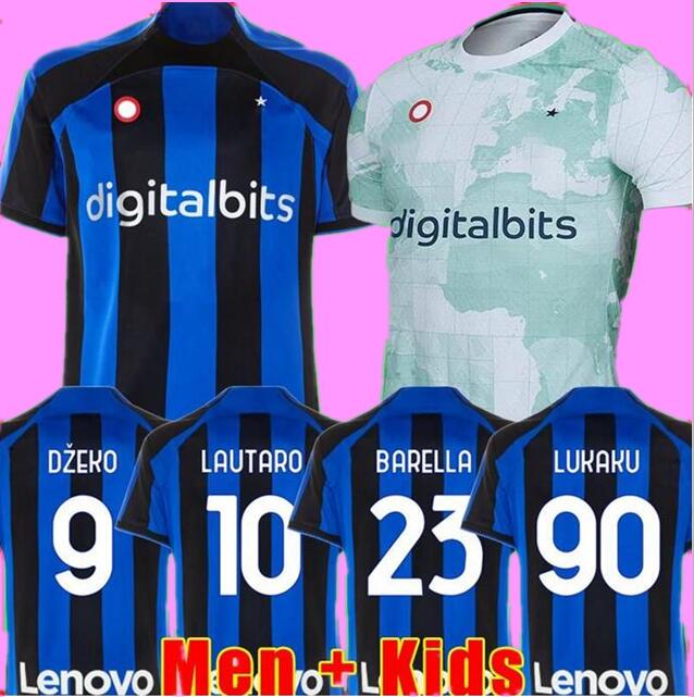 

LUKAKU soccer jersey 22 23 BARELLA VIDAL LAUTARO ERIKSEN INTERS DZEKO CORREA AWAY THIRD MILANS UNIFORMS TOPs football shirt 2022 2023 men kids kit, 22/23 men home
