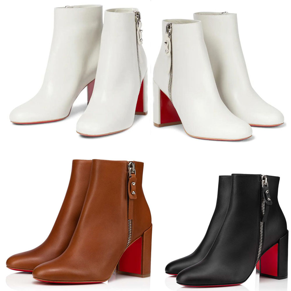 

Women ankle boot winter pop shoes black booty female high heel block heeled Ziptotal Bottes Lady Combat Booties Party Wedding dress 35-43 boxes