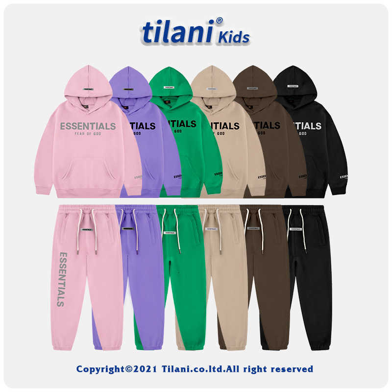 

Clothing Sets Tilani children's clothing brand High Street Spring and autumn fog Terry Hooded Hoodie two-piece set for boys and girls, Purple