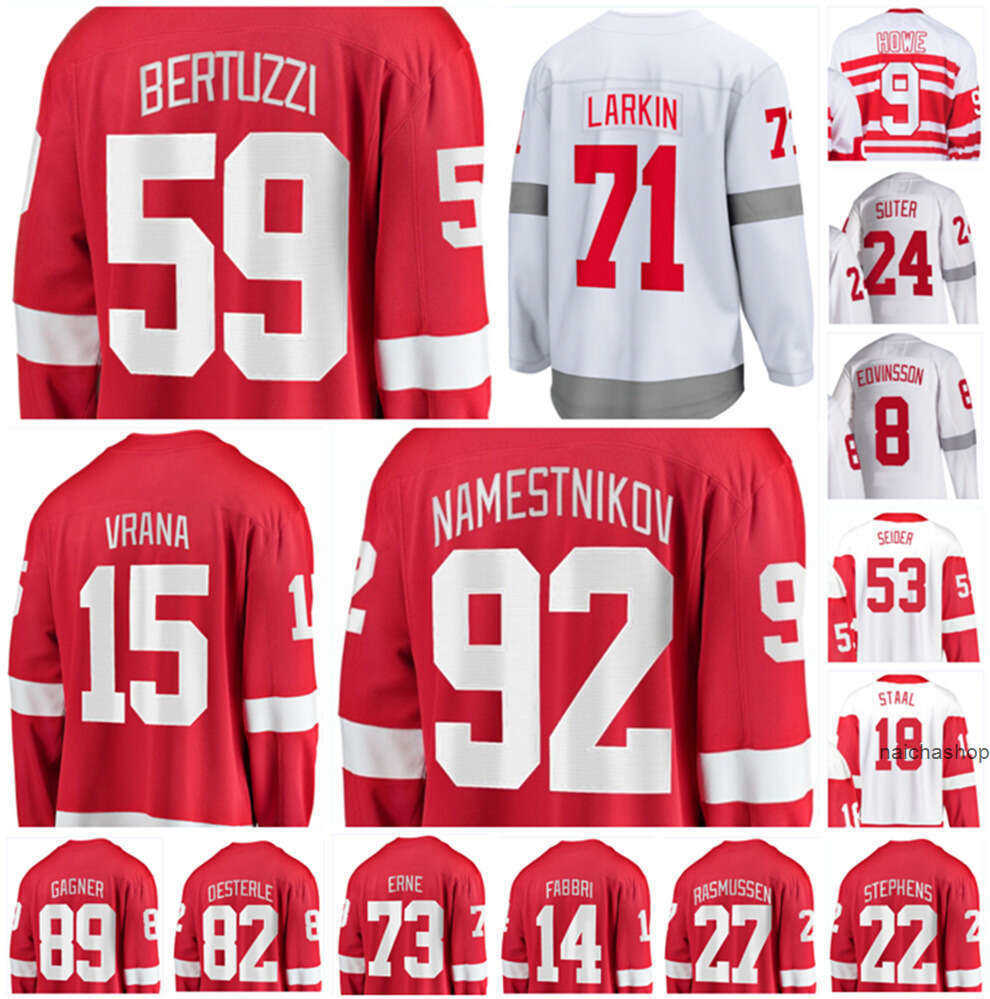 

Hockey Jerseys Dylan Larkin Tyler Bertuzzi Jakub Vrana Vladislav Namestnikov Gordie Howe Moritz Seider Nick Leddy Custom Stitched Men Ice hockey Jersey, Colour 4