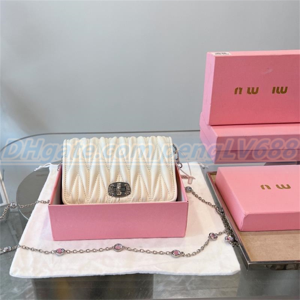 

bag High miu quality Silver chain Shoulder Bags soft sheep leather handbags Luxury designewallet womens Cross body bag Hobo Totes Evening Bag purse MMVZ, Pink