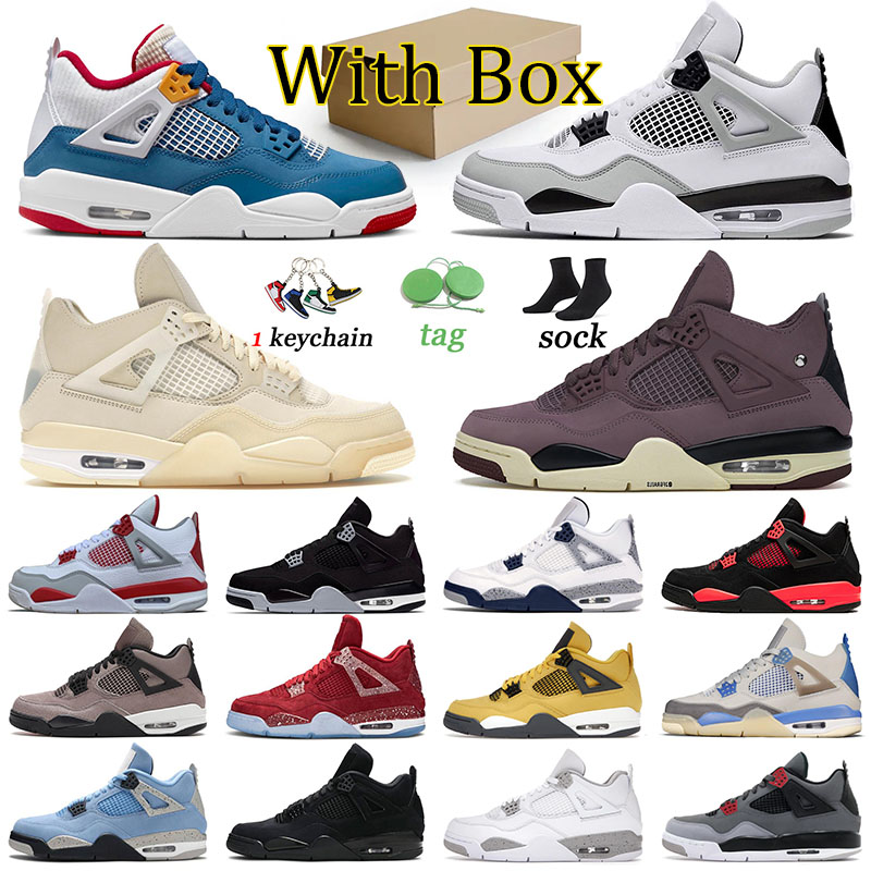 

With Box 4 Jumpman Basketball Shoes J4 Jorden Woman Military Black Cats 4s Offs White Oreo Red Thunder Men Trainers Violet Ore Taupe Haze, 40-47 2020 fire red