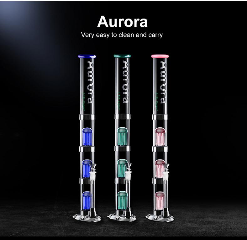 

Hookahs Glass Bong Aurora dab Rig 21" water pipe swith atmosphere led base 4 layer filter gravity bongs With 14mm Bowls three Colors