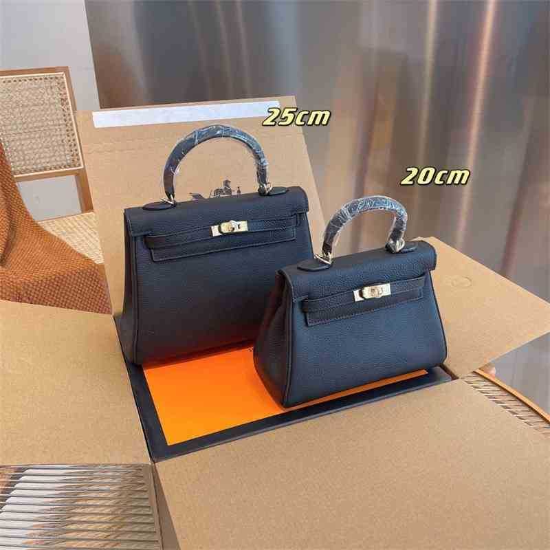 

Birkins Herme Designer Women kellies Pure Leather Litchi Grain Cowhide Womens Bag Classic Handbag Single Shoulder Messenger Womens Bag, Black