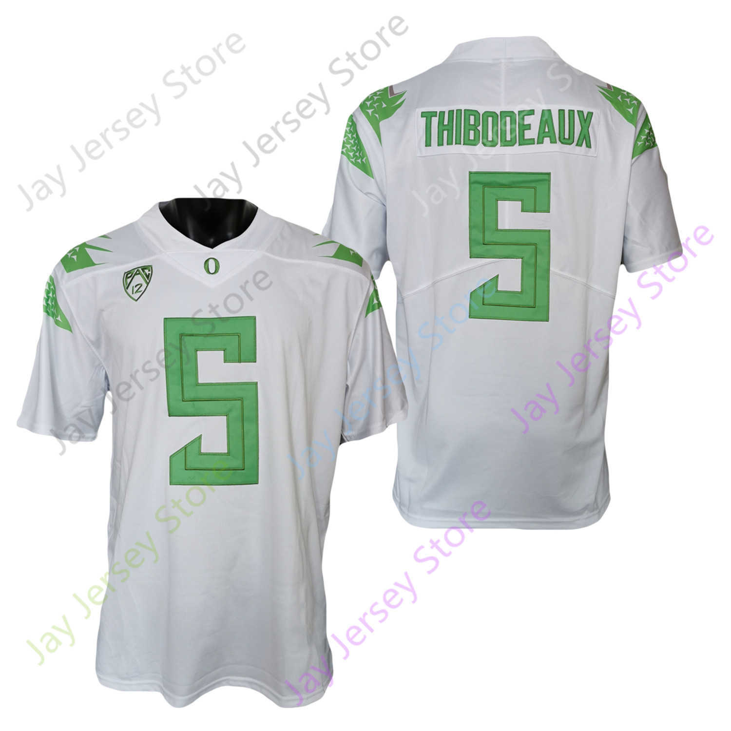

2021 New NCAA Oregon Ducks Football Jersey 5 Kayvon Thibodeaux College Jersey White Green Size Youth Adult, As pic
