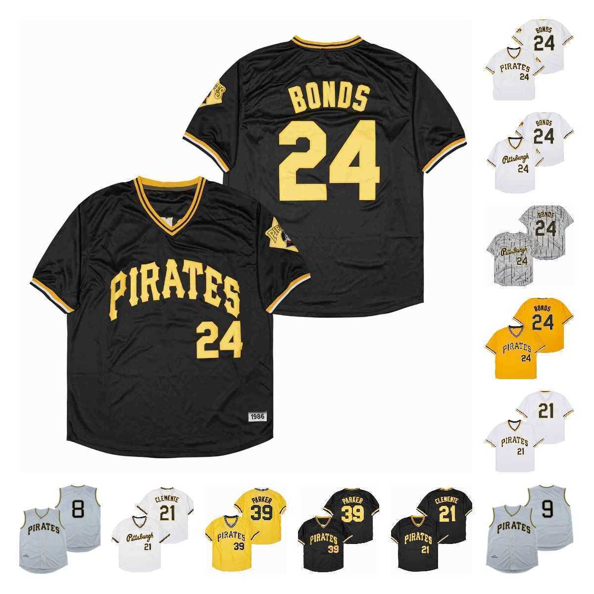 

2022 Baseball Jerseys Roberto Clemente Barry Bonds Kent Tekulve Vintage Home Away Black White Pullover Button stitched baseball jerseys, 24 white pullover