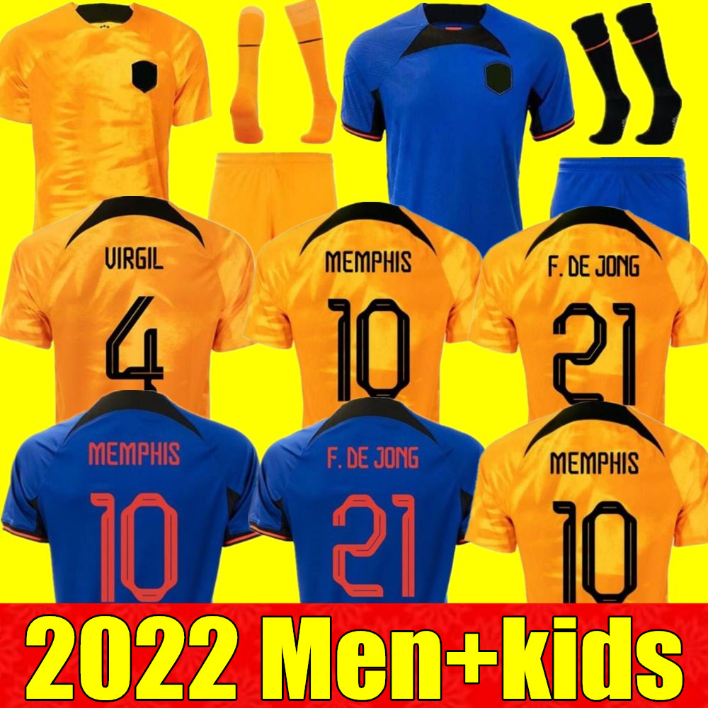

Netherlands MEMPHIS soccer jersey 2022 DE JONG Holland DE LIGT WIJNALDUM VAN DIJK 22 23 football shirt Adult men kids kit DUMFRIES, Adult away
