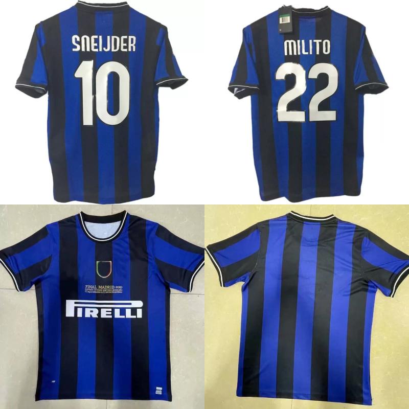 

09 10 J.ZANETTI retro soccer jersey ETO'O Vieira Stankovic Maicon MottaSNEIJDER MILITO 2009 2010 MAN vintage classic football shirt POT, 09/10 home patch