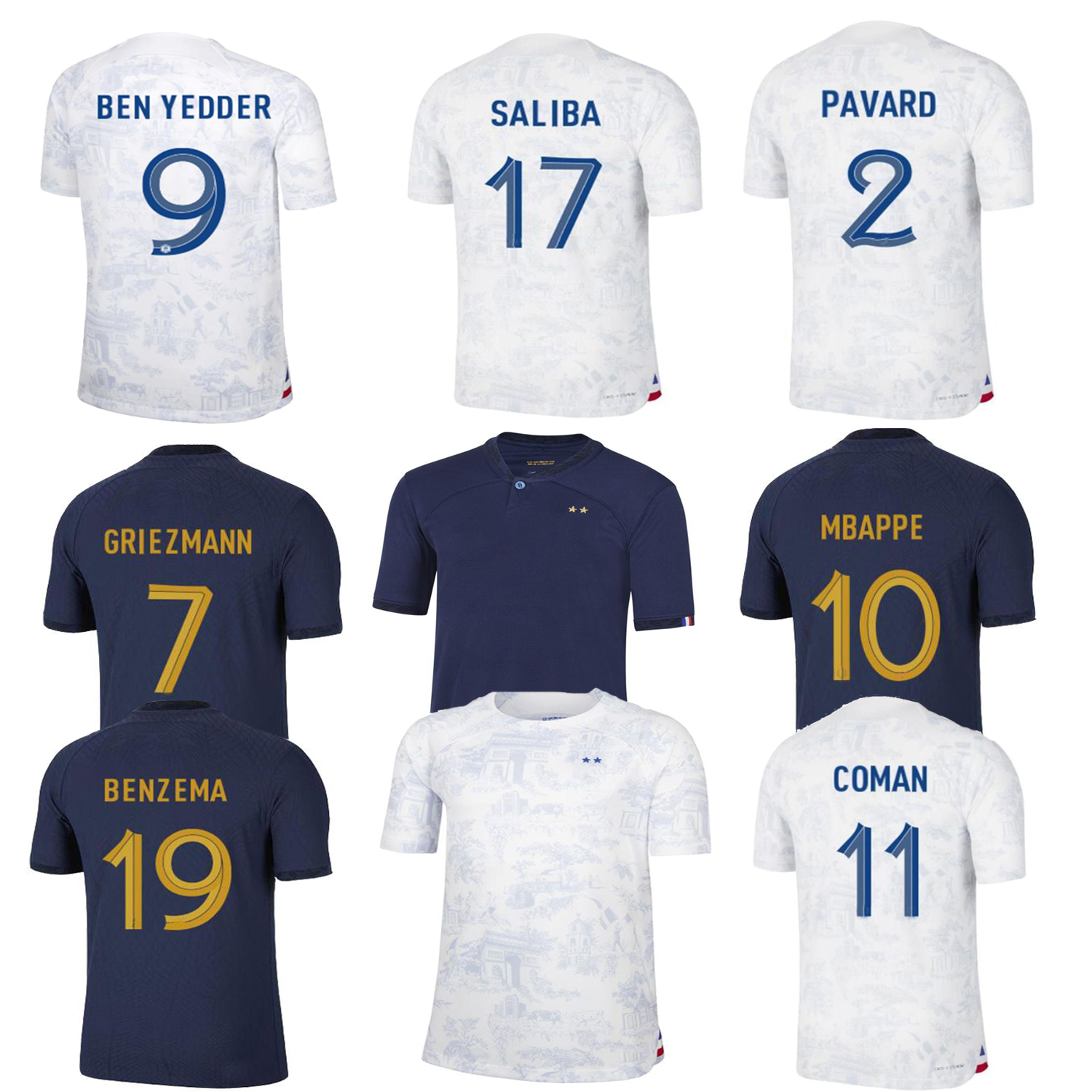 

2022 World Cup BENZEMA MBAPPE Soccer Jersey GRIEZMANN KANTE POGBA Maillots de Football Shirt Home Away GIROUD MATUIDI VARANE PAVARD 22 23 National Football Uniforms, 2022 away