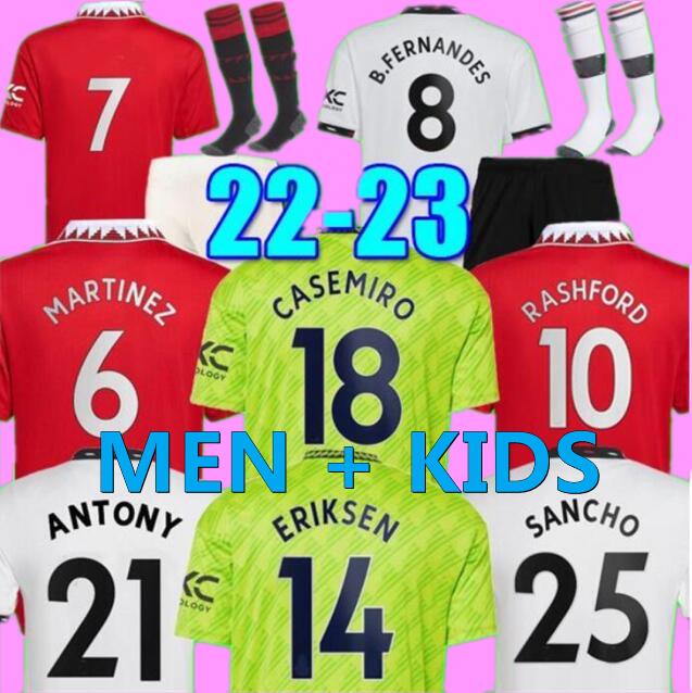 

22 23 ANTONY SANCHO CASEMIRO soccer jersey PLAYER #7 Fans Player MANS UTDS FERNANDES MARTINEZ SHAW RASHFORD ERIKSEN football top shirt 2022 2023 kids kit set uniforms, 3rd