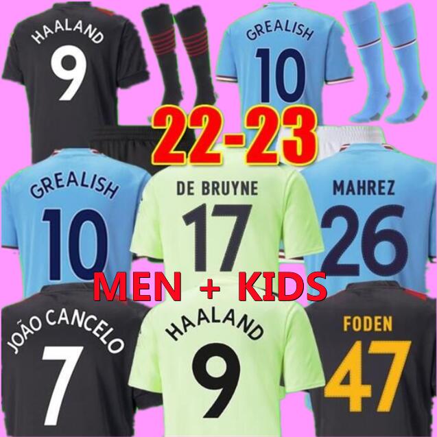 

22 23 HAALAND PHILLIPS SOCCER JERSEYS GREALISH BERNARDO MANS CITY MAHREZ fans player version DE BRUYNE FODEN RUBEN 2022 2023 top football kit shirt men kids sets, Home